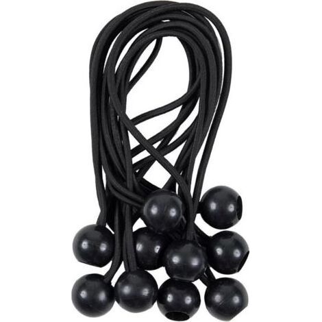 Lntyq Tendeur Elastique avec Boule 25 pièces 20cm - Sandow Elastique pour Fixation rapiden bâche, Tente, bannière.., Noir (1/5)