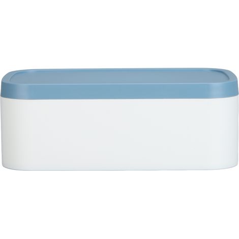 Boîte de rangement portable réutilisable, couvre-visage anti-poussière, organiseur grande capacité pour maison et école, bleu