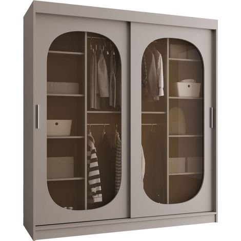 Armario Hartford 520, Cachemira, 200x180x62cm, Puertas de armario: Correderas, Número de estantes: 9 (1/4)