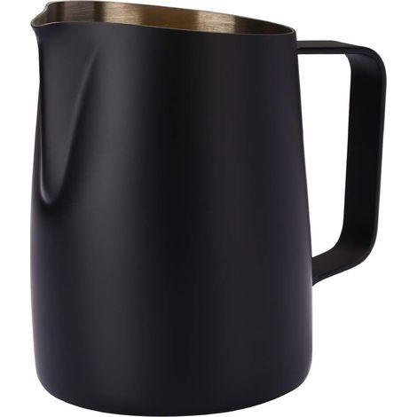 Pot à Lait En Acier Inoxydable Pour Le Café Pichet Vapeur Expresso Tasse D'art Latte Café Mousse De Lait 420ml Noir-Fei Yu (1/5)