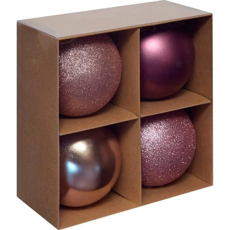 Lot de 4 Boules de Noël "Jokli" 10cm Rose (1/5)