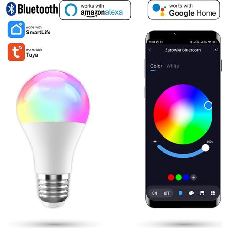 Tuya 9W RGBCW Bluetooth-Lampe Warmweiß, Kaltweiß, Neutralweiß, RGB (1/5)