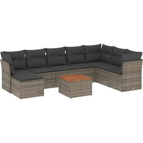 Maison Exclusive - 9-tlg. Garten-Sofagarnitur mit Kissen Grau Pol