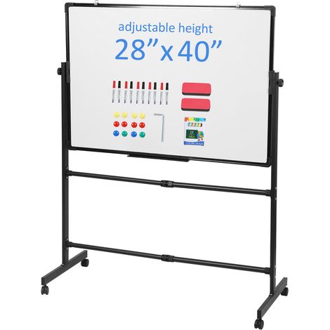 WILITTO Tableau Blanc Mobile pour Réunions et Enseignement - Double Face Effaçable à Sec, Magnétique et Hauteur Réglable, avec Kit Complet, pour Bureau, École et Ateliers (1/5)