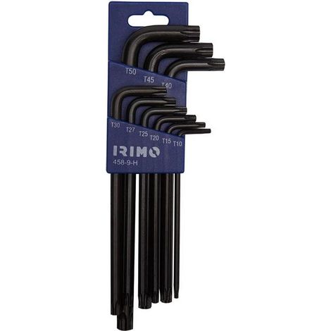 IRIMO - Jeu de 9 clés mâles coudées longues pour vis Torx, finition brunie - T10/T50 (1/2)