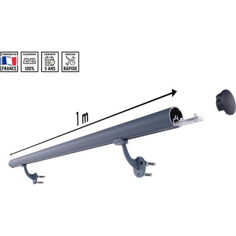 Kit Main Courante / Rampe d'Escalier Aluminium Anthracite 1m France (1/5)