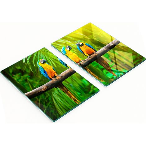 Tablero decorativo multifuncional de vidrio templado con dise帽o de rama de loro, 2x40x52 cm. (1/5)