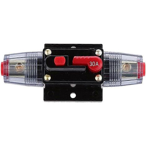 Disjoncteur automatique en ligne 12-24 V 30 A avec réarmement manuel et fusible pour autoradio-Black