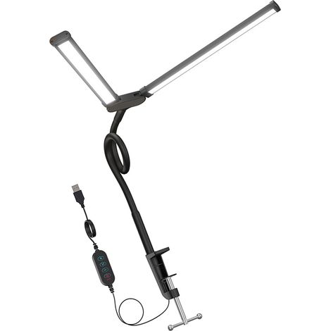 Lampe de bureau LED avec double bras col cygne, table flexible à (1/5)