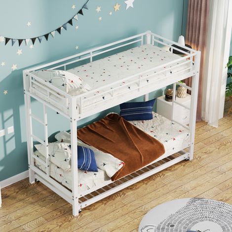 Letto a Castello 90x200 cm con Struttura in Metallo Bianco (1/5)