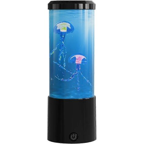 Lampe cylindrique LED Méduse avec lumière d'ambiance à changement de couleur, veilleuse, prise secteur et design coloré (1/4)