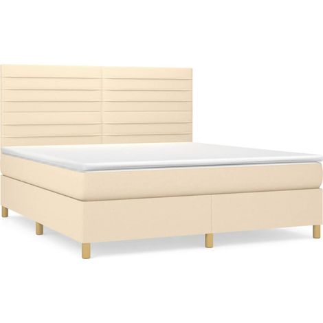Maison Exclusive - Sommier à lattes de lit avec matelas Crème 160x200 cm Tissu (1/5)