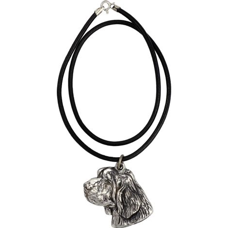 Clumber Spaniel I - collar para perros, colgante bañado en plata para amantes de los perros, joyería única de Art-Dog (1/4)
