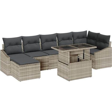 Maison Exclusive - Set Divano da Giardino 8 pz Grigio chiaro polyrattan (1/5)