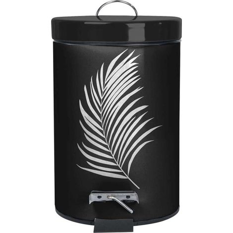 Poubelle à Pédale Imprimée "Orbella" 3L Noir & Argent (1/2)