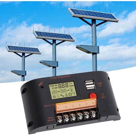 Régulateur de panneau solaire, contrôleur de production d'énergie photovoltaïque 10 A pour batterie au plomb-acide