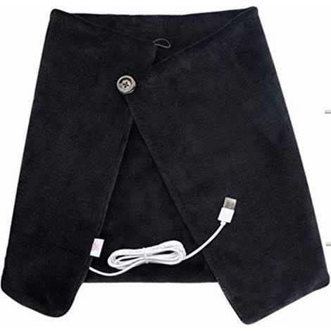 Manta térmica eléctrica unisex con almohadilla transpirable USB para aliviar el dolor de hombros y rodillas, color negro