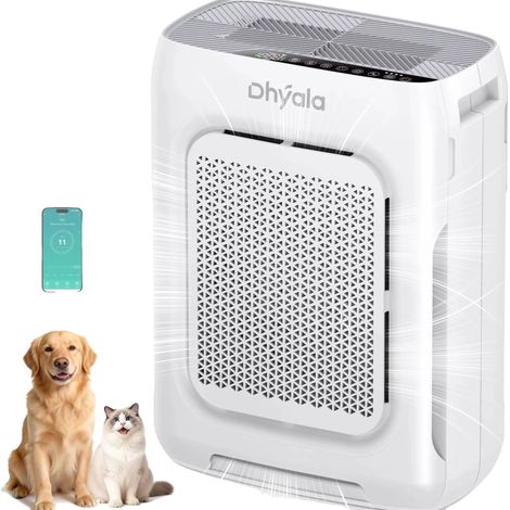 Purificatore d'aria, filtro HEPA H13, funzioni intelligenti, BIANCO (1/2)