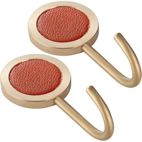 Ensemble de deux crochets muraux adhésifs, crochets porte-manteaux vintage en laiton sans perçage, adaptés à la décoration de la salle de bain et de l'entrée. (1/5)