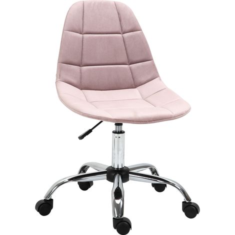 Fauteuil de Bureau Ergonomique Réglable Sans Accoudoirs Rose 59x59x81-91cm