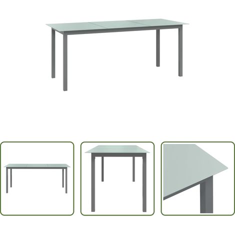 vidaXL Glasplatte - Gartentisch Hellgrau 190x90x74 cm Aluminium und Glas (1/5)