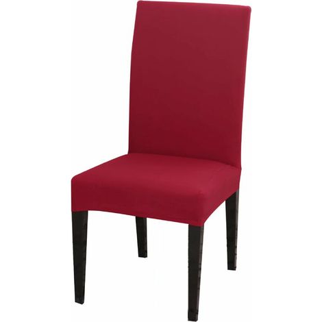 Dining Chair Covers High Back Polyester Spandex Elastic Dining Chair Slipcovers Protector Kitchen Chair Seat Covers, Washable & Removable (Red, Set of 2) (1/4)