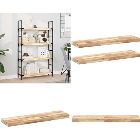Schweberegale 2 Stk. 100x20x4 cm Massivholz Akazie Unbehandelt - Wandregal - Holzkasten - Dekorationselement - Regalset - Akasieholzmöbel - Home & Living (1/5)