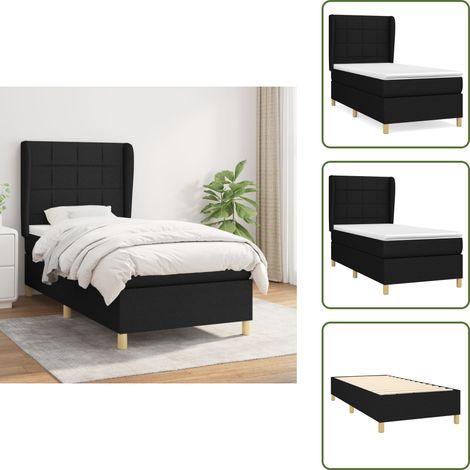 Cama de espaldas - vidaXL Cama box spring con colchón tela negro 90x190 cm - Cama de boca abajo