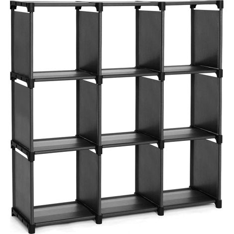 Étagère de Rangement à 9 Compartiments, Meuble de Rangement Ouvert, Bibliothèque, Organiseur pour Salon, Noir LSN45BK (1/5)