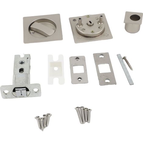 Serrure porte coulissante zinc allié carrée privée – Indicateur rouge vert cuisine salle bain bois coulissante argent, quincaillerie (1/4)