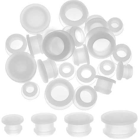 KLVGTIFS PU - Lot de 24 bouchons en silicone pour salières et poivrières (1/2, 5/8, 3/8, 5/16 pouces), bouchons de rechange transparents et ronds réutilisables. (1/5)