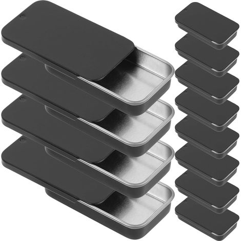 12 Boîtes de Rangement en Fer Noir Couvercle Coulissant, Mini Organisateur Léger et Facile à Transporter pour Bonbons et Petits Objets en Extérieur ou Fête (1/5)