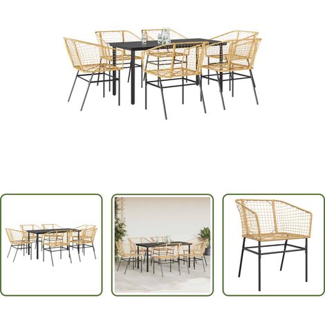 Chaise de jardin - Ensemble à manger jardin 7pcs marron rpoly otin verre (1/5)