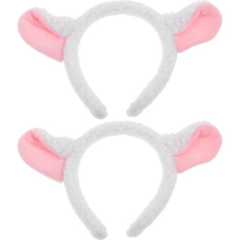 Lot de 2 Serrage-têtes à Oreilles D'agneau en Peluche Blanche, Légers et Confortables, Accessoires Mignons pour Femmes et Garçon et Filles Lors D'événements Cosplay ou Sorties (1/5)