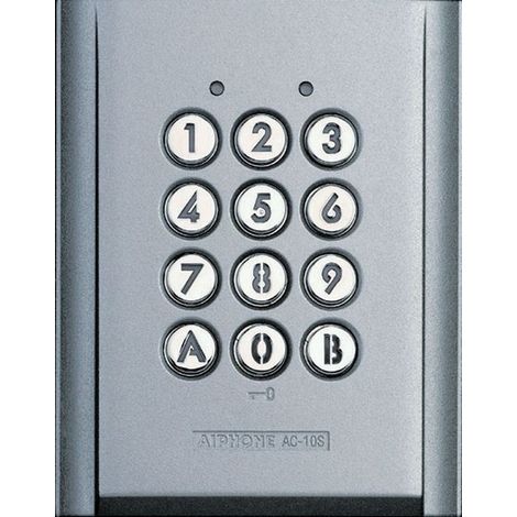 Aiphone – Clavier saillie métal injecté rétro éclairé 100 codes – Alimentation 12/24V – 2 relais NO/NF – Commande d'ouverture par touche '0' (1/2)