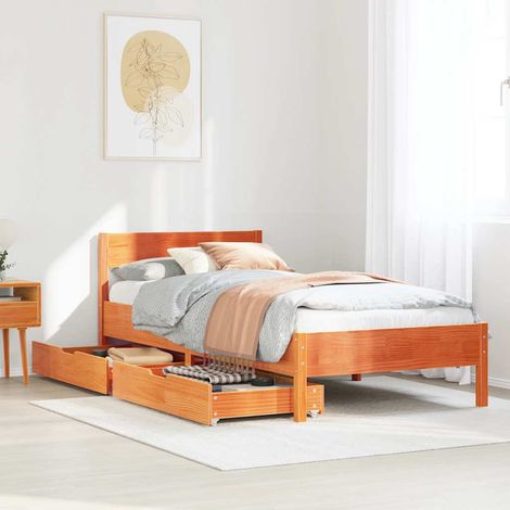 Letto senza Materasso Marrone Cera 75x190 cm in Legno di Pino vidaXL 268738 (1/5)