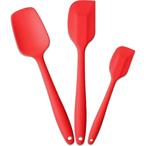 Teigschaber Silikon Set 3 Stück, Hitzebeständig, Antihaft, Rot