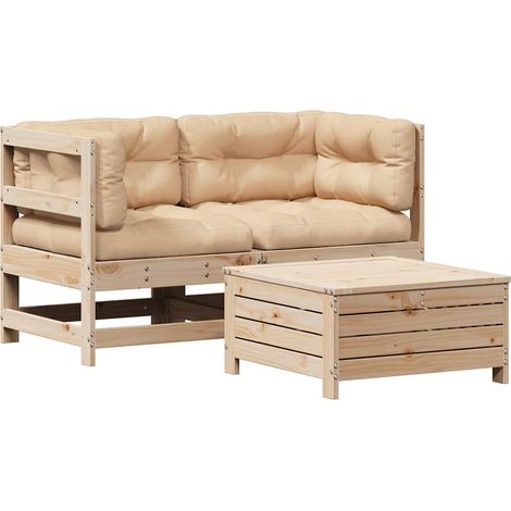 Maison Exclusive - Set Divani da Giardino 3 pz con Cuscini Legno Massello di Pino