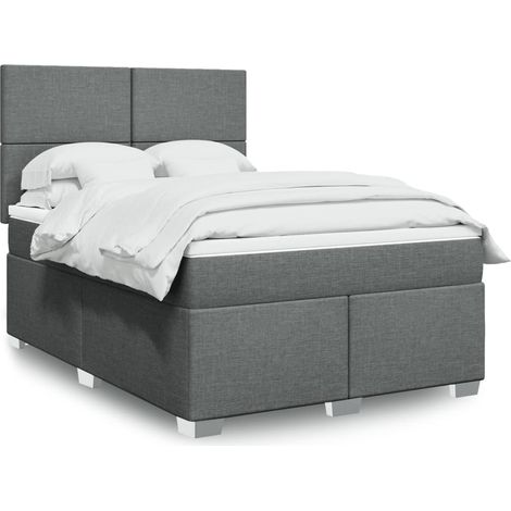 Boxspringbett mit Matratze Dunkelgrau 160x200 cm Stoff