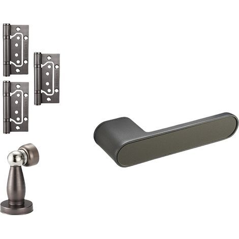 Poignée de porte intérieur, ensemble de poignées de porte D.50 mm, Aluminium, gris. (1/4)