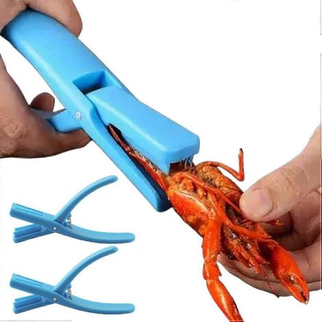Outil pour décortiquer les écrevisses, éplucheur d'écrevisses, outil pour fruits de mer, décortiqueur d'écrevisses, éplucheur de crevettes, éplucheur d'écrevisses (bleu, 2 pièces) (1/5)