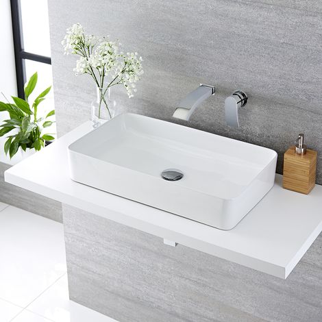 Ensemble Vasque Rectangulaire Alswear 61 X 35CM & Mitigeur Mural Razor
