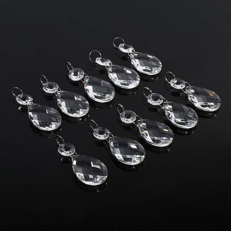 Cristaux Suspendus pour Lustres, 10 Pièces Prismes en Cristal de Verre Clair Lustre Pendentif Lumière Lampe Partie Gouttes Accessoires de Bricolage (1/5)