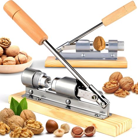 Schiaccianoci in acciaio, regolazione della dimensione della noce, supporto in legno, schiaccianoci molto resistente e durevole, schiaccianoci multifunzionale, per nocciole, noci, aragoste (1/5)