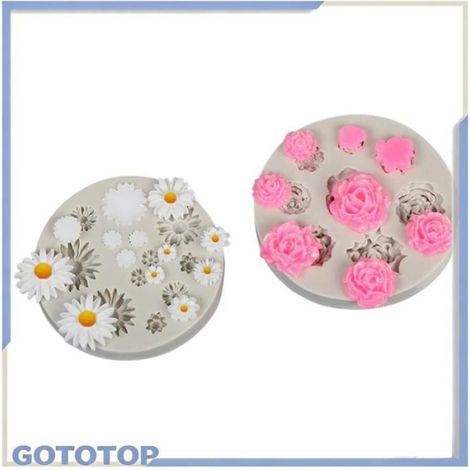 Moule Silicone - Moule À Fleurs 3D - Pour Décoration Gâteau Gelée Pâtisserie - 2 Pièces (1/5)