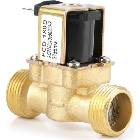 Électrovanne à filetage AC 220V G3/4, vanne électrique à pression normalement fermée en laiton pour le contrôle de l\'eau, (1/4)