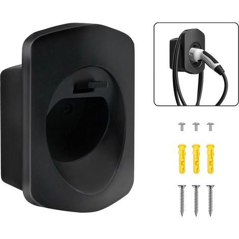 Wallbox Support Mural de Cable Type 2 Noir,Support de Type 2 Chargeur pour Voiture électrique avec Connecteur IEC 62196 2 Organiseur de EV Câble Accessoire Station de Charge (1/5)