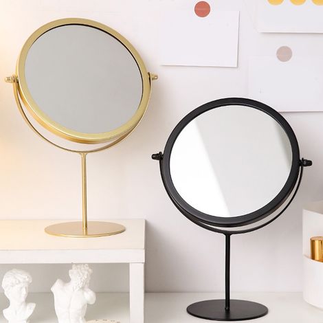Miroir De Maquillage - Cadre En Métal Noir - Réglable En Hauteur Et En Angle - Pour Table De Maquillage Bureau Chambre Dortoir - 16 X 16 X 26 5 Cm - 1 Pièce (1/5)