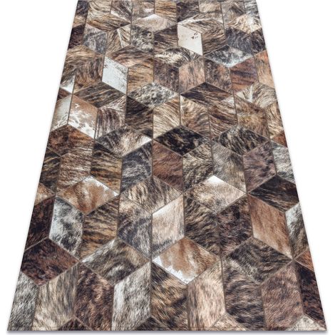 Teppich PATCHWORK 21715 braun - Rindsleder, Diamanten brown 120x170 cm