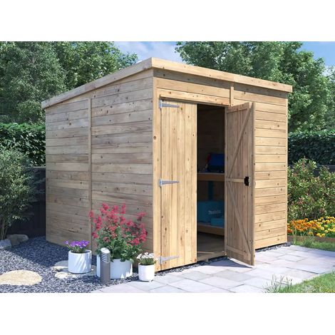 Dunster House Wooden Shed 8ft x 8ft (2.4m x 2.4m) – Garden Storage Shed with 15mm Tongue & Groove Walls, Pent Roof, Premium-Quality Roofing Felt, Fully Pressure Treated Timber, Overlord Modular (1/5)